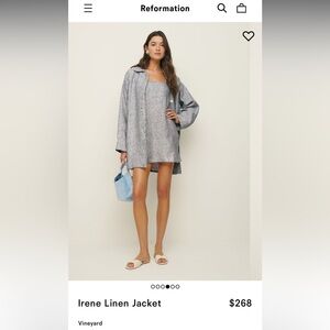 Reformation Irene Linen Jacket NWT Size Small